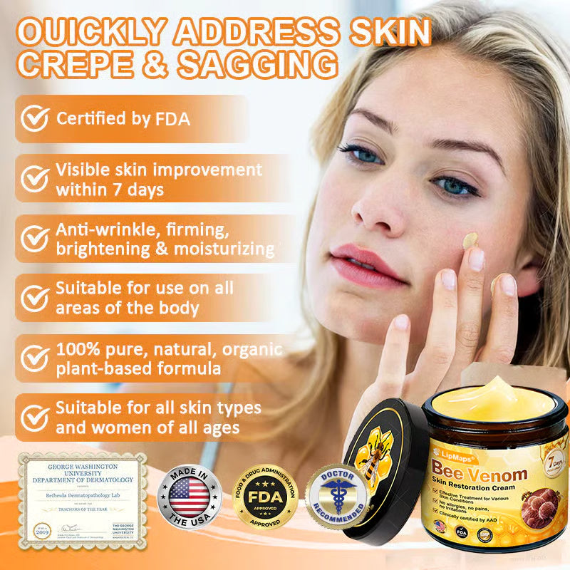 Made and Shipped from USA š„ LipMapsĀ® Bee Venom Skin Restoration Cream ā° LAST DAY 80% OFF