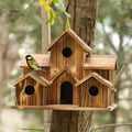 6 Hole Handmade Natural Bird House for Backyard/Courtyard/Patio Decor