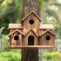 6 Hole Handmade Natural Bird House for Backyard/Courtyard/Patio Decor