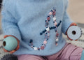 🎁[48-Hour Limited Time Offer]Hand-knit sweater featuring baby girl's initials. Kids Mumshugsknit Flower Embroidery Custom Personalized Knitwear