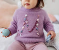 🎁[48-Hour Limited Time Offer]Hand-knit sweater featuring baby girl's initials. Kids Mumshugsknit Flower Embroidery Custom Personalized Knitwear