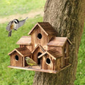 6 Hole Handmade Natural Bird House for Backyard/Courtyard/Patio Decor